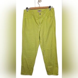 Victor Glemaud Women's Lime Green Striped Cotton Jeans Size 10